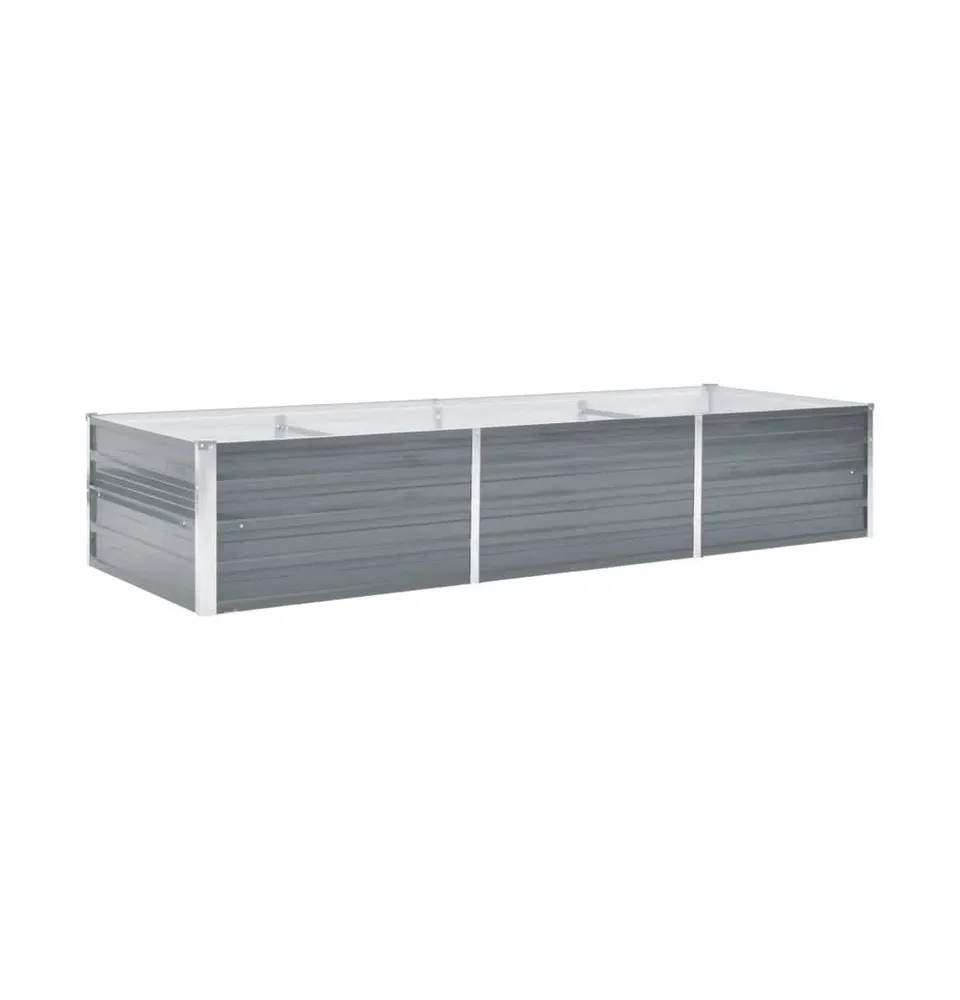 vidaXL Garden Raised Bed Galvanized Steel 94.5"x31.5"x17.7" Gray