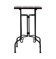 Mosaic Side Table Terracotta and White Ceramic
