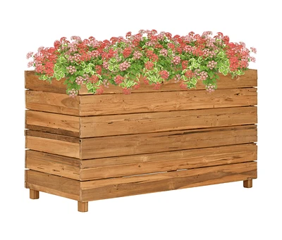 Raised Bed 39.4"x15.7"x21.7" Recycled Teak Wood and Steel