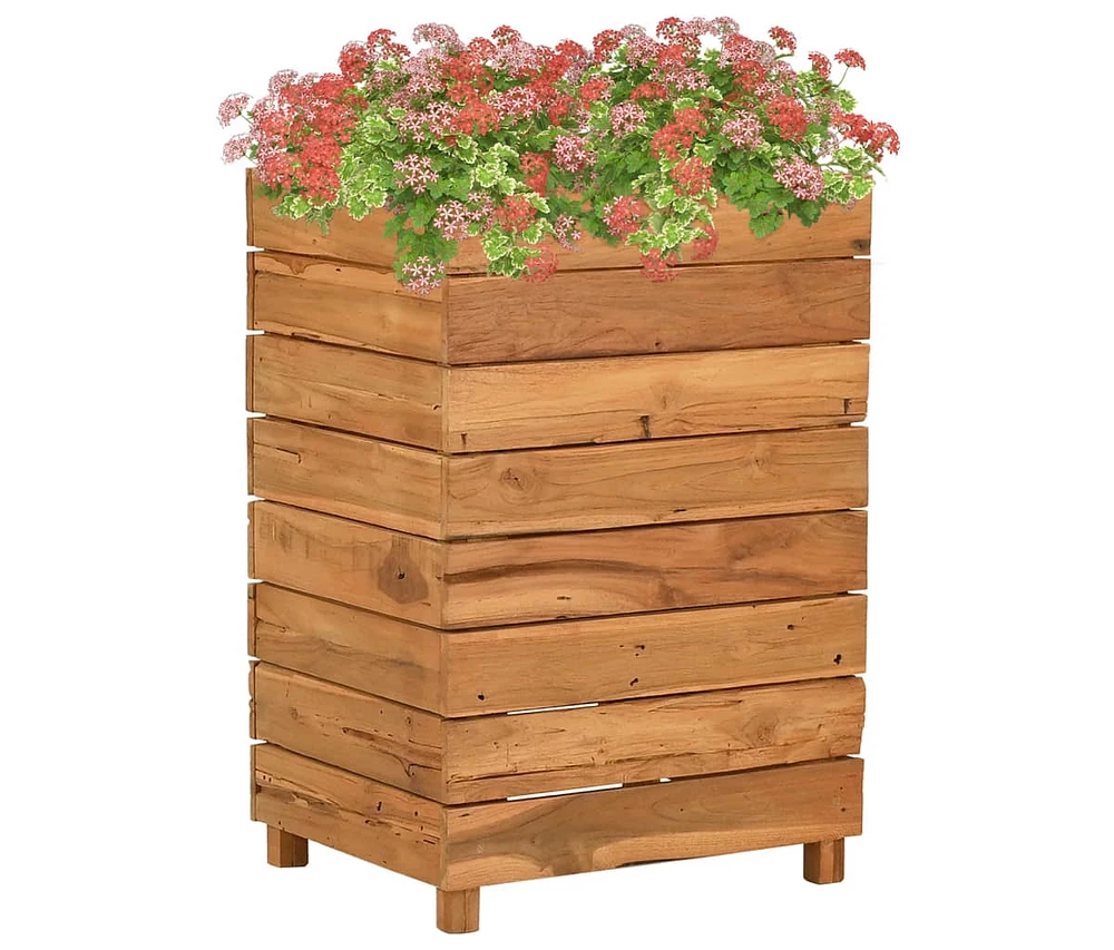 Raised Bed 19.7"x15.7"x28.3" Recycled Teak Wood and Steel