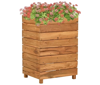 Raised Bed 19.7"x15.7"x28.3" Recycled Teak Wood and Steel