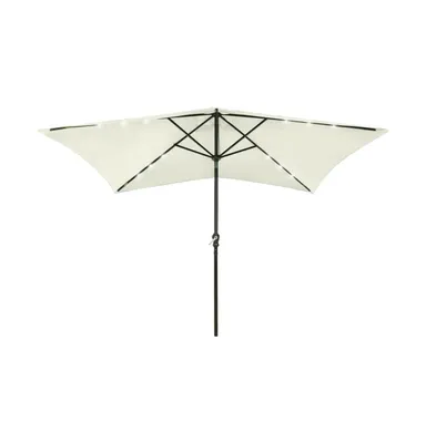 vidaXL Parasol with LEDs and Steel Pole Sand 6.6'x9.8'