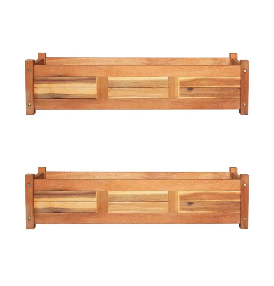 Garden Raised Beds 2 pcs Acacia Wood 39.4"x11.8"x9.8"