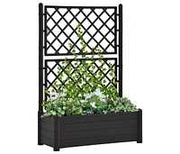 vidaXL Garden Planter with Trellis 39.4"x16.9"x55.9" Pp Anthracite