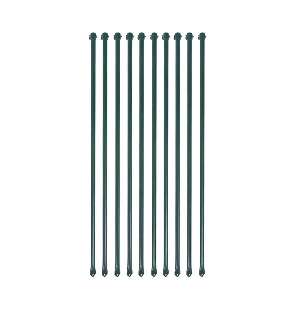 Garden Posts 10 pcs 39.4" Metal Green