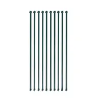 Garden Posts 10 pcs 39.4" Metal Green