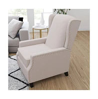 Mauro Contemporary Pushback Recliner With Accent Nail Trim-Wingback Manual