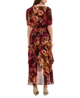 Tahari Asl Women's Printed Ruched Midi Dress