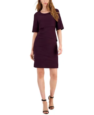 Connected Women's Tiered Ribbed Jersey Sheath Dress