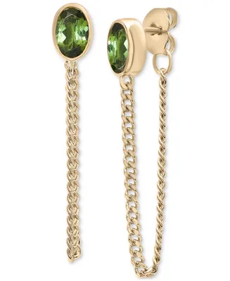 Audrey by Aurate Green Tourmaline Chain Front to Back Drop Earrings (1/2 ct. t.w.) in Gold Vermeil, Created for Macy's