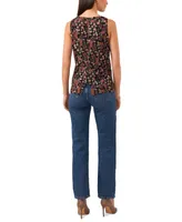 Vince Camuto Women's Floral-Print Keyhole Sleeveless Top