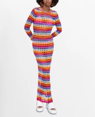 Mango Women's Multicolored Crochet Dress