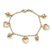 Bling Jewelry Message Love Hearts Charm Bracelet For Women For 18K Gold Plated Brass 7.5 Inch