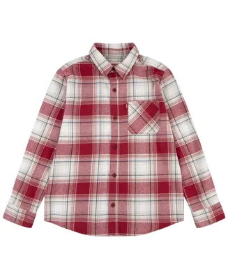 Levi's Big Boys Plaid Flannel Jersey Chest Pocket Shirt