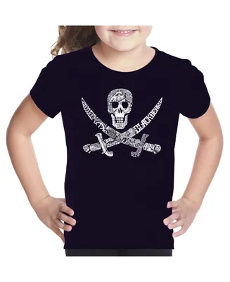 Big Girl's Word Art T-shirt - Pirate Captains, Ships And Imagery