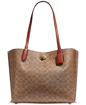 Coach Signature Logo Willow Canvas Large Tote Bag