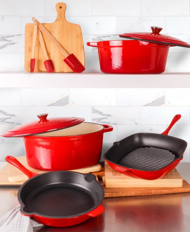 BergHOFF Neo 10pc Cast Iron Cookware Set - Red