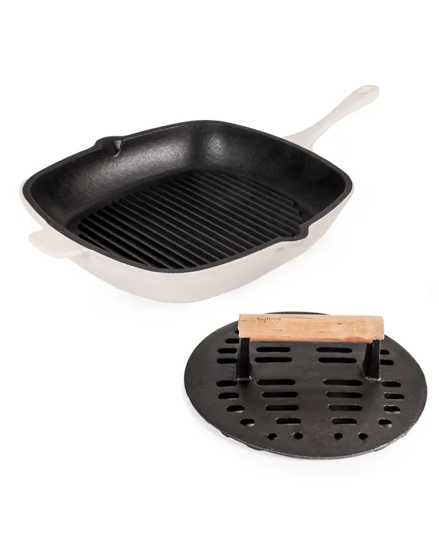Berghoff Neo 4pc Cast Iron Cookware Set, Square Grill Pan 11, Fry