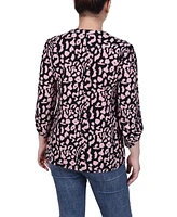 Ny Collection Petite Pin tuck Front Top with Chain Details