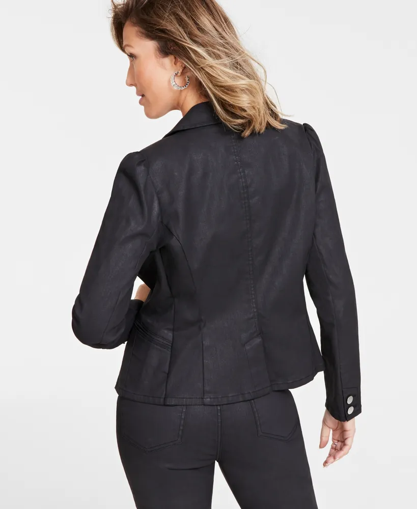 I.n.c. International Concepts Women's Coated Denim Blazer, Created for Macy's