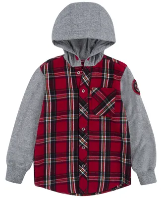 Levi's Toddler Boys Flannel Plaid Long Sleeve Hooded Shacket