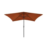 vidaXL Parasol with LEDs and Steel Pole Terracotta 6.6'x9.8'