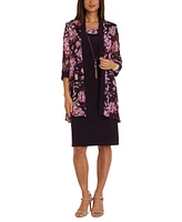 R & M Richards Women's Necklace Dress Foil-Print Jacket