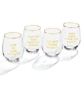 Cambridge Dear Santa Stemless Wine Glasses, Set of 4 - Gold