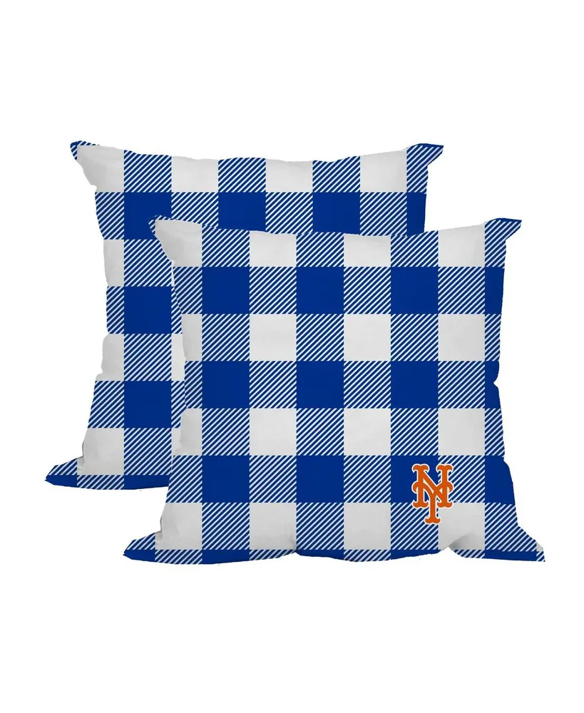 New York Mets 2-Pack Buffalo Check Plaid Outdoor Pillow Set