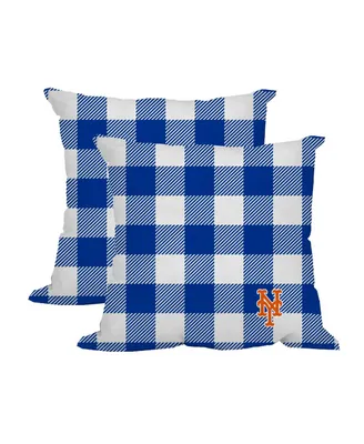 New York Mets 2-Pack Buffalo Check Plaid Outdoor Pillow Set