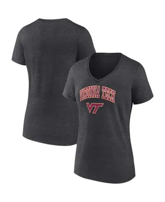 Women's Fanatics Heather Charcoal Virginia Tech Hokies Evergreen Campus V-Neck T-shirt