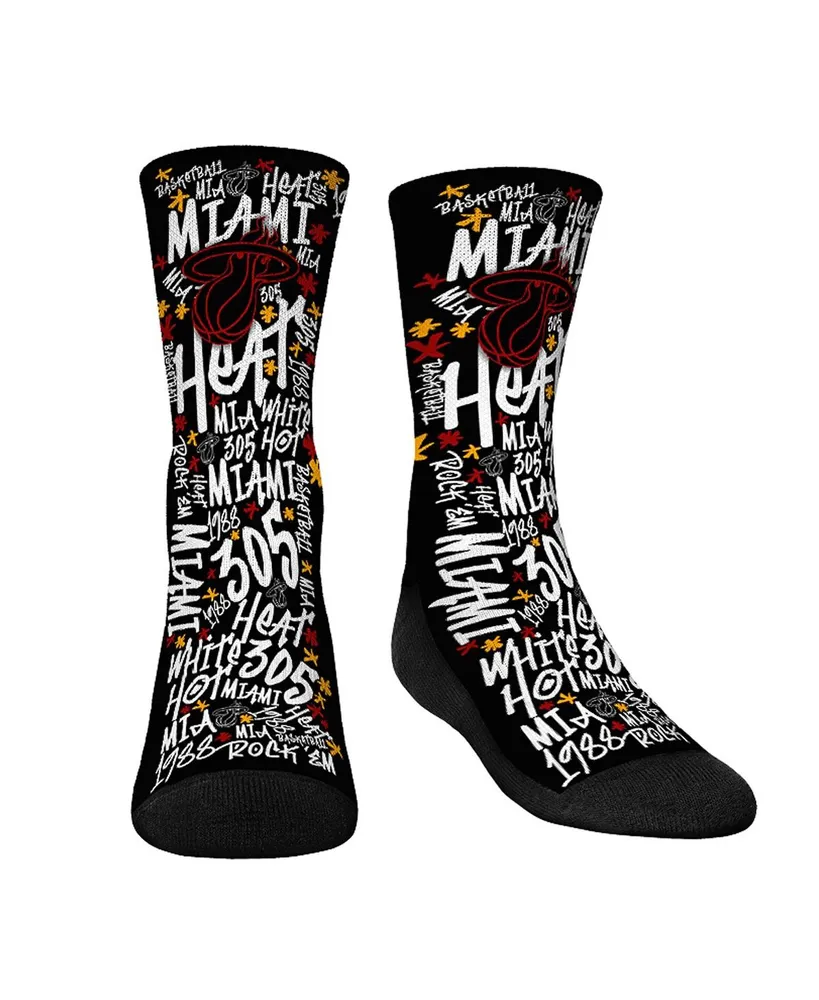 Youth Boys and Girls Rock 'Em Socks Miami Heat Graffiti Crew Socks