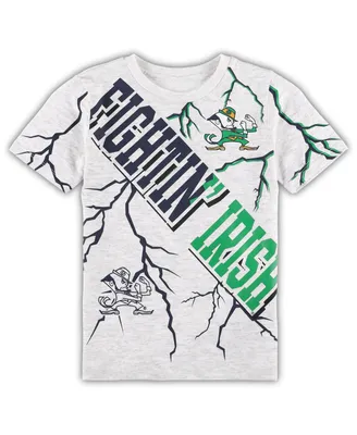 Preschool Boys and Girls Heathered Gray Notre Dame Fighting Irish Highlights Lightning Oversized T-shirt