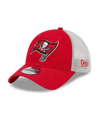 Men's New Era Red, Natural Tampa Bay Buccaneers Loyal 9TWENTY Trucker Snapback Hat