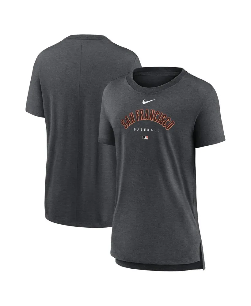 Women's Nike Heather Charcoal San Francisco Giants Authentic Collection Early Work Tri-Blend T-shirt