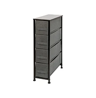 Emma+Oliver 4 Drawer Vertical Slim Storage Dresser-Wood Top & Fabric Pull Drawers