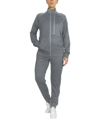 Galaxy By Harvic Women's Moisture Wicking Performance Active Track Jacket and Jogger Set