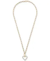 Wrapped in Love Diamond Heart Paperclip Link 17" Pendant Necklace (1/2 ct. t.w.) in 14k Gold, Created for Macy's