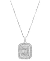 Wrapped in Love Diamond Round & Baguette Square Halo Cluster Pendant Necklace (1 ct. t.w.) in 14k White Gold, 16" + 2" extender, Created for Macy's