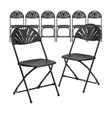 Emma+Oliver 8 Pack Wedding/Event Stackable Fan Back Plastic Folding Chair