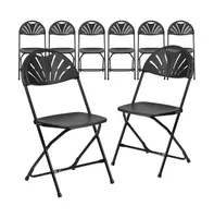 Emma+Oliver 8 Pack Wedding/Event Stackable Fan Back Plastic Folding Chair