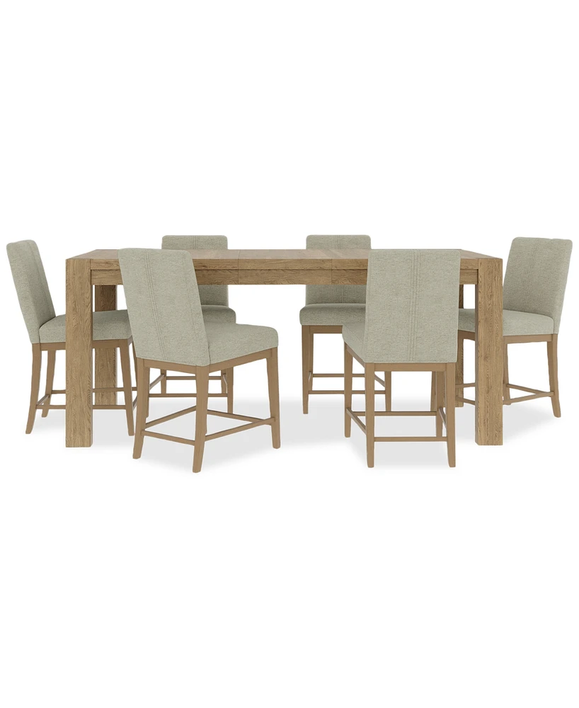 Davie Dining 7pc Set (Counter Height Rectangular Table + 6 Counter Height Chair)