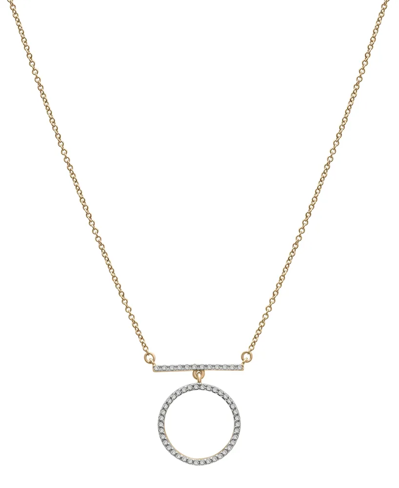 Wrapped Diamond Circle Pendant Necklace (1/6 ct. t.w.) in 14k Gold, 16" + 1" extender, Created for Macy's