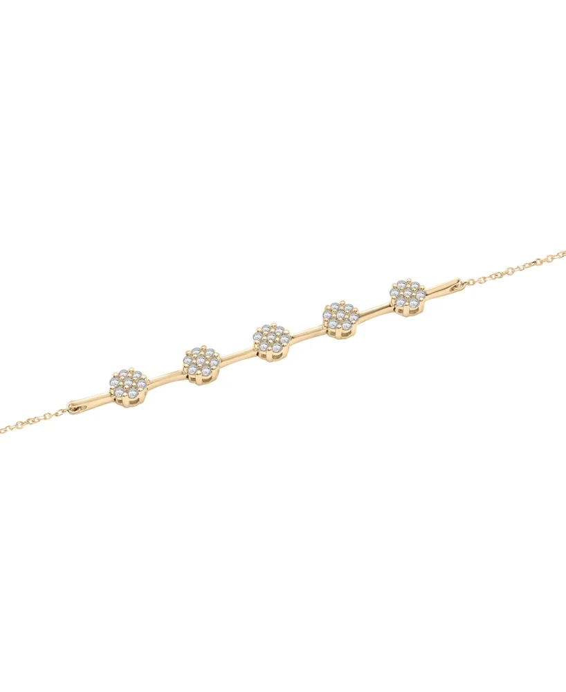 Wrapped Diamond Flower Cluster Link Bracelet (1/2 ct. t.w.) in 10k Gold, Created for Macy's
