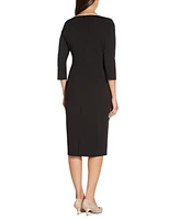 Adrianna Papell Women's Tipped Tie-Front 3/4-Sleeve Dress