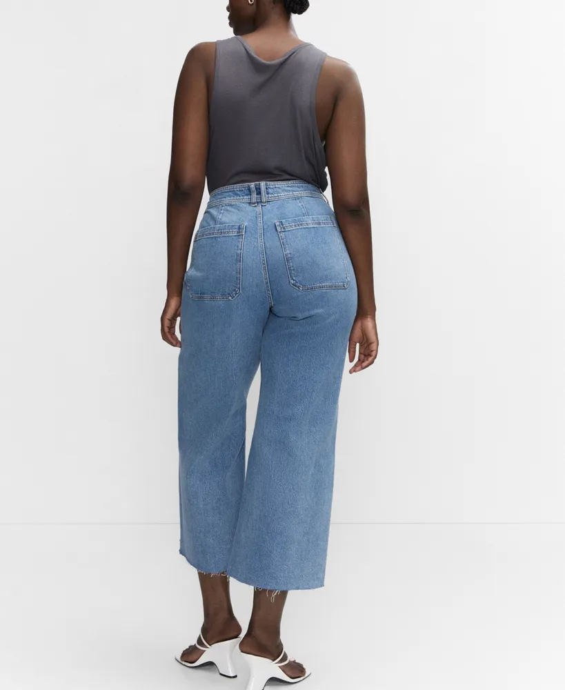 Mango Women's High Waist Culotte Jeans