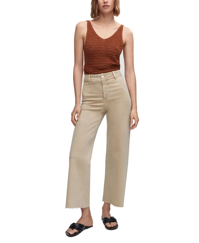 Mango Women's High Waist Culotte Jeans