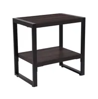 Wood Grain Finish End Table With Metal Frame