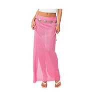 Women's Micro Sequin Sheer Knit Maxi Skirt