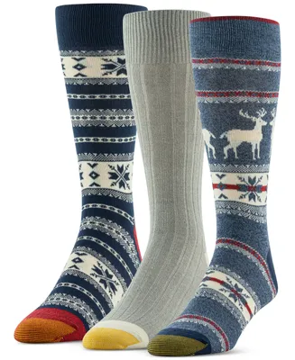 Gold Toe Men's 3-Pk. Reindeer Fair Isle Crew Socks